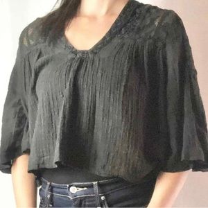 Free people crochet black crop top